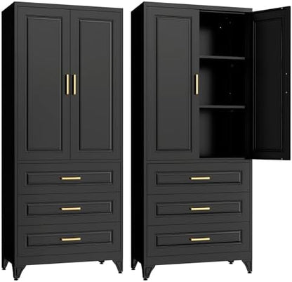 SteeLoong 75" Metal Storage Cabinet with Doors and 2 Adjustable Shelves