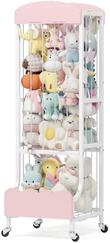 Metal Stuffed Animal Storage with Large Capacity Lockable Wheels
