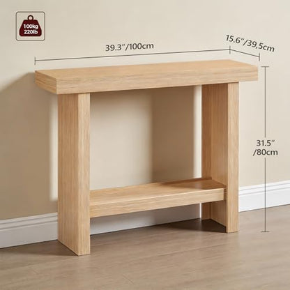 MAHANCRIS Modern Console Table, 39.4" Rectangular Entryway Table, Natural
