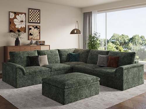 EASE MOOSE Modular Sectional Sofa, Boneless Couches for Living Room, Green