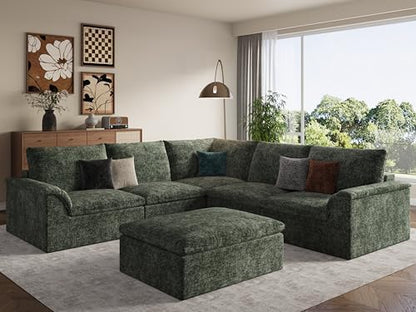EASE MOOSE Modular Sectional Sofa, Boneless Couches for Living Room, Green