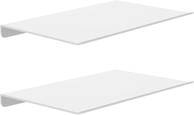 MKO 8" Small Floating Shelves for Wall, Metal Wall Mounted Shelf for Bathroom, Bedroom, Living Room, Kitchen, Little Hanging Shelves for Books/Storage/Room Decor 2 Packs, White
