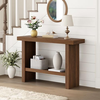 MAHANCRIS Modern Console Table, 39.4" Rectangular Entryway Table, Walnut