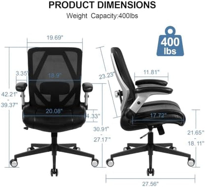 400lbs Big and Tall Office Chair,Ergonomic Heavy Duty Desk Chair,Black