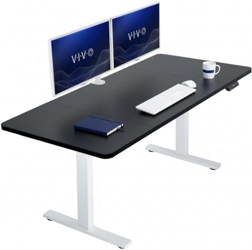 VIVO Electric Standing Desk, Smooth 3-Piece 60" x 30" Black Top