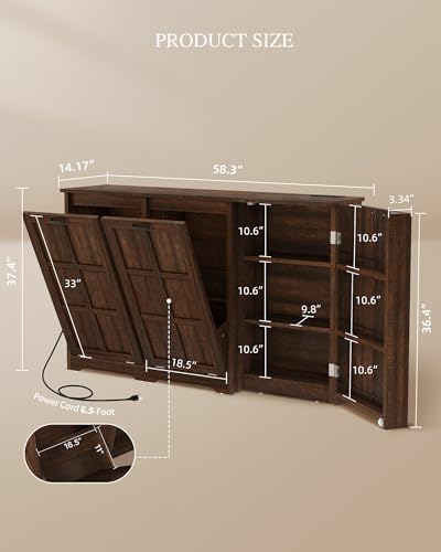 YITAHOME Kitchen Island with Power Outlet, 2 Tilt-Out Compartments