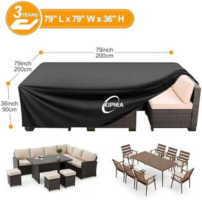 Patio Furniture Covers Waterproof Winter, Heavy-Duty 420D Outdoor Patio Furniture Set Covers, No Tears Anti UV No Fading (79" L x 79" W x36" H)