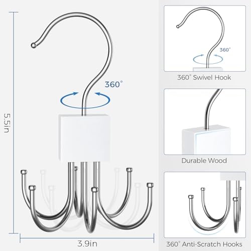 Belt Rack Hanger, Belt Hanger Organizer for Closet 360° Rotatable