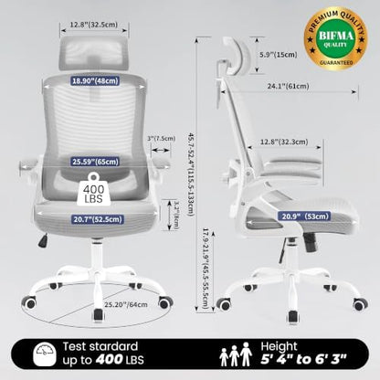 Fizzin Office Chair Mesh Computer Chairs with Adjustable Lumbar Support