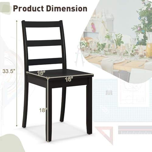 Wooden Dining Chairs Set of 4, Farmhouse Armless Wood Kitchen Chair with Back, Restaurant Side Chairs for Study, Dining Room, Black