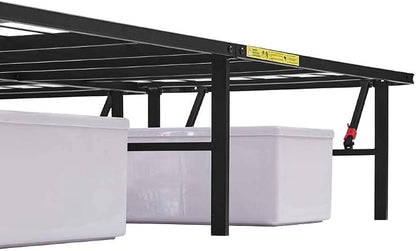 Amazon Basics Bed Frame with Ample Underbed Storage, Foldable Metal Platform, Sturdy Steel, No Box Spring Needed, 14 inches High, Noise-Free Support, Easy Assembly Tool-Free Setup, Full Size, Black