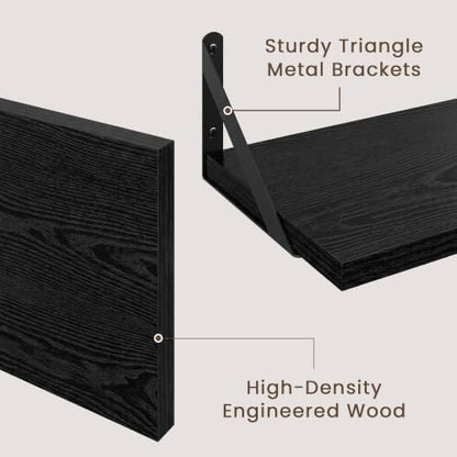 Dreamland Wall Mounted Floating Shelves Set of 3, 16x8, Black