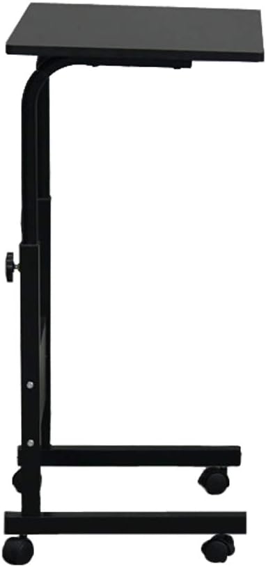 Karl home Small Side Mobile Table 23.6 inch Computer Desk with Wheels Height Adjustable Rolling Potable Laptop Cart, C-Shaped Bed Couch End Tables with Edge Stopper for Living Room Bedroom, Black