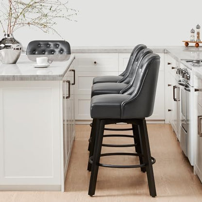 KISLOT Swivel Barstools, 26" Counter Height,2-Pack,Charcoal Gray