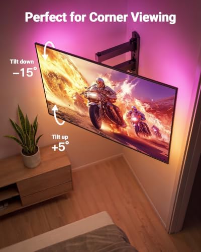 Pipishell Full Motion TV Wall Mount with LED Lights for 32–65 Inch TVs