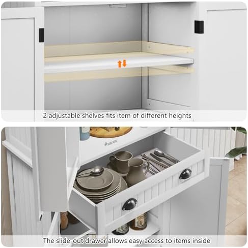 ARTPOWER 72" Pantry Storage Cabinet with Door Shelves