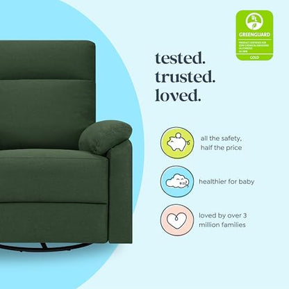 Davinci Suzy Recliner Glider w/ 360° Swivel, Manual, Pine Green