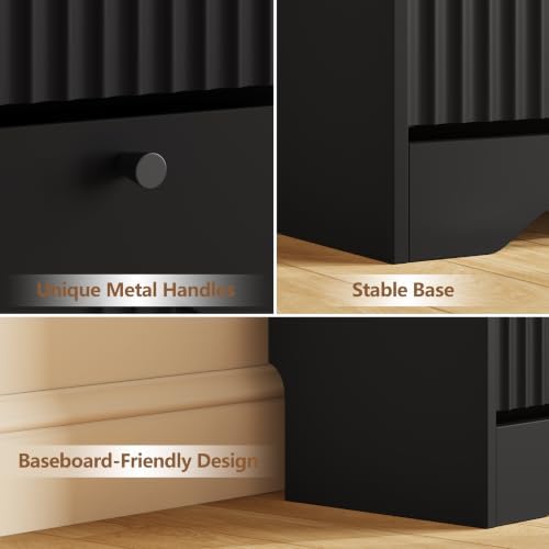 BORNOON Large Shoe Storage Cabinet with 6 Flip Drawers and Modern Wave-Edge Fluted Panels, High-Capacity Slim Shoe Rack for Entryway, Freestanding Organizer with Adjustable Shelves and Anti-Tip Kit