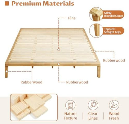 IOTXY King Platform Bed Frame - 12" Solid Wood Mattress Foundation Base