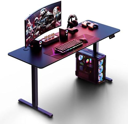 Shintenchi Standing Desk, 63x24 Inch Height Adjustable Electric Sit Stand up Desk, Ergonomic Rising Computer Table, Modern Lift Gaming Desk Workstation for Home Office, White