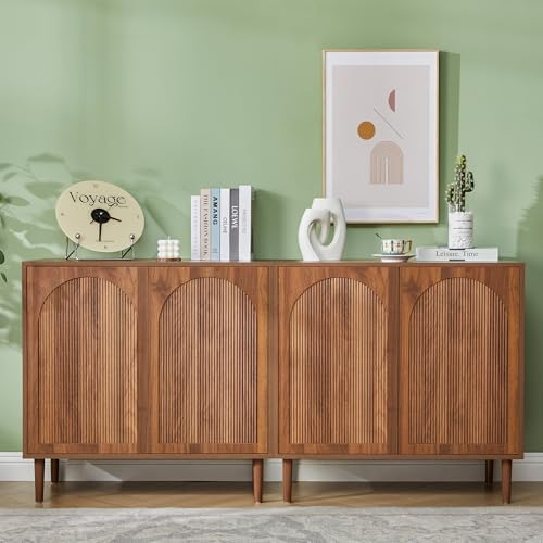 31.5” Walnut Sideboard Buffet Cabinet with Storage Set of 3