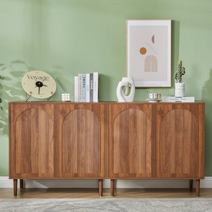 31.5” Walnut Sideboard Buffet Cabinet with Storage Set of 3