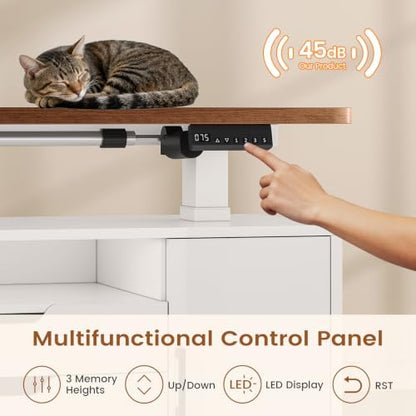 SEDETA Modern L Shaped Executive Electric Standing Desk with 4 Drawers