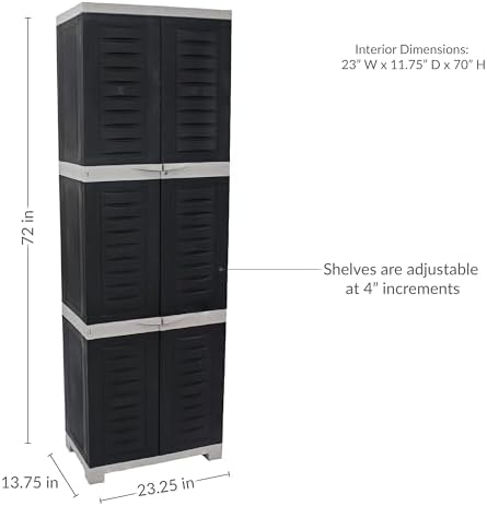 Sunnydaze 72" Garage Storage Cabinet with Locking Doors & Shelves, Gray