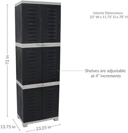 Sunnydaze 72" Garage Storage Cabinet with Locking Doors & Shelves, Gray