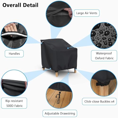 Patio Chair Cover - 2 Pack, 30" W x 34" D x 38" H