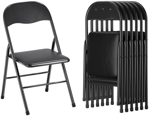 VECELO Folding Chairs Set for Office, Indoor Outdoor, Black