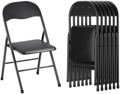 VECELO Folding Chairs Set for Office, Indoor Outdoor, Black