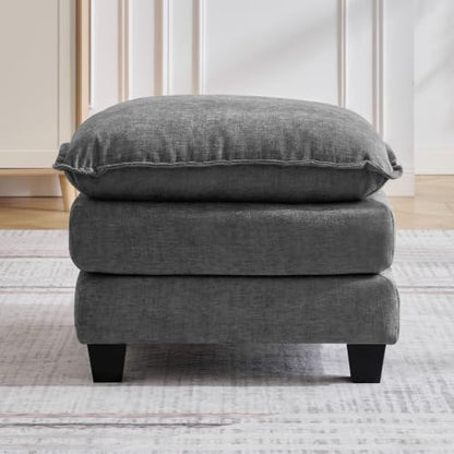 25'' Cloud Ottoman for Couch, Deep Seat Ottomans for Couch, Modern Removable Upholstered Ottoman Bench for Living Room, Bedroom, Small Apartment, Dark Grey