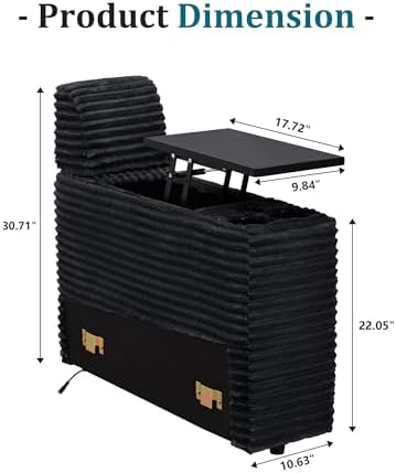 ORRD Multifunctional Storage Console with Dual Cup Holders, Table, USB Charging Station for Modular Sectional Sofa for Living Room-Black
