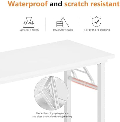 DlandHome 31.5 Inch Small Folding Computer Desk for Home Office, White