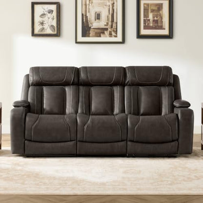 Watson & Whitely Power Reclining Sofa 3-Seat, Genuine Leather Dark Brown