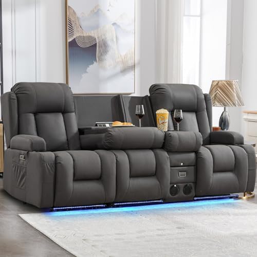 IPKIG Power Loveseat Recliner Sofa with Flip Back Console, 89" - 4 Seat