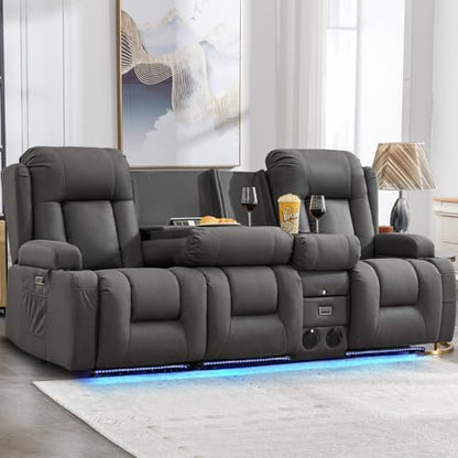 IPKIG Power Loveseat Recliner Sofa with Flip Back Console, 89" - 4 Seat
