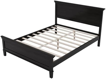 Merax Queen Size Platform Bed Frame with Headboard, Mid-Century Modern Wood Bed, Farmhouse Bed Frame with Solid Wood Legs, Wood Slat Support, No Box Spring Required, Easy Assembly