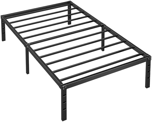 Metal Platform Bed Frame Twin Size, 18 Inch Height with Heavy Duty Steel Support, No Box Spring Needed, Easy Assembly and Underbed Storage,Black