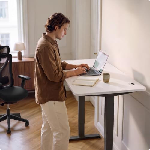 Desktronic HomePro Standing Desk 80x30 — Made in Europe, Ergonomic Sit Stand Home Office Desk, Electric Height Adjustable, Dual Motor, USB & USB-C Charging, Wobble-Free, Touchscreen, 3 Memory Presets