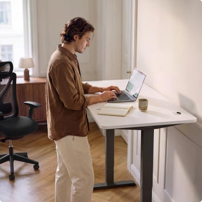 Desktronic HomePro Standing Desk 80x30 — Made in Europe, Ergonomic Sit Stand Home Office Desk, Electric Height Adjustable, Dual Motor, USB & USB-C Charging, Wobble-Free, Touchscreen, 3 Memory Presets