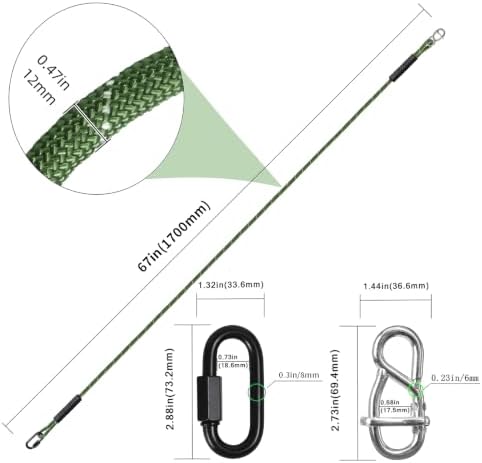 Tree Swing Ropes Heavy Duty Hammock 5.6Ft(67"),1 Pcs of Green
