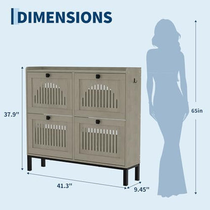 GarveeHome Freestanding Shoe Cabinet for Entryway with 4 Flip Drawers