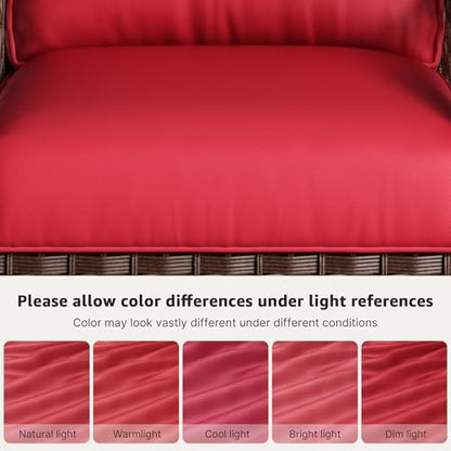 Outdoor Wicker 2 Seater Sofa, All-Weather Use Patio Rattan Loveseat with Seat and Back Cushion, Ideal for Porch, Backyard, Balcony, Poolside, Red