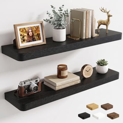 RICHFOCUS 36Inch Floating Shelves for Wall 2Pack, Black, 8" Deep