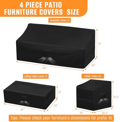 Kovshuiwe Patio Furniture Covers, Upgraded 420D Heavy Duty Oxford Fabric