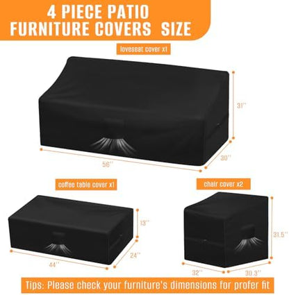 Kovshuiwe Patio Furniture Covers, Upgraded 420D Heavy Duty Oxford Fabric