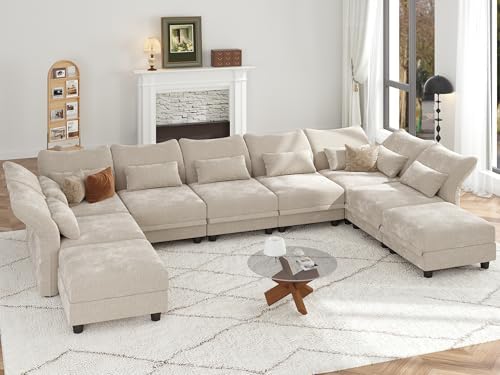 Chenille Modular Sectional Cloud Couch with Storage, Oversized 9-Seat