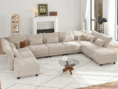 Chenille Modular Sectional Cloud Couch with Storage, Oversized 9-Seat